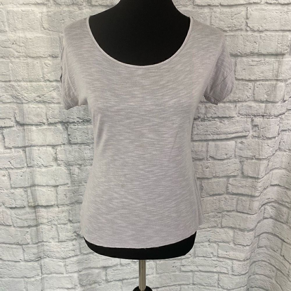 Blu Heaven scoopneck women S short sleeve top w/satin back top light blue